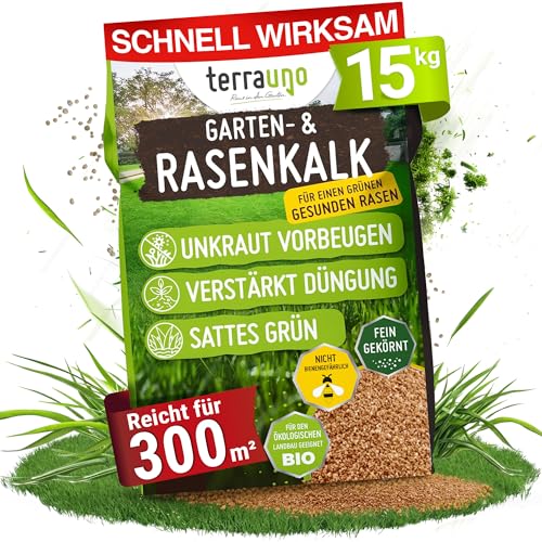 TerraUno Rasenkalk 15 kg für 300 m² Moosfreier Rasen